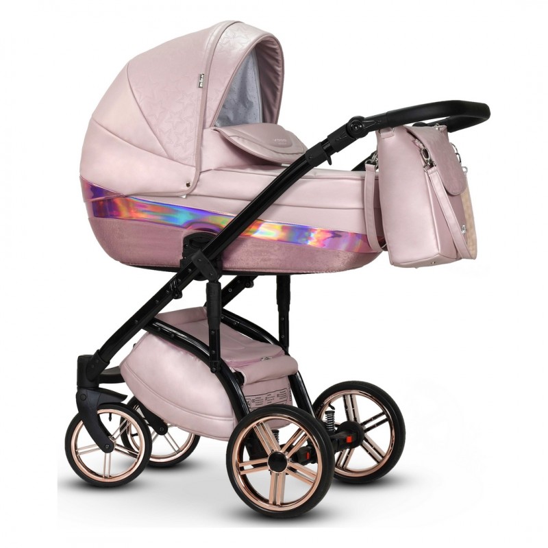 Carro de bebé 3 piezas Tiaro rosa chasis Plata